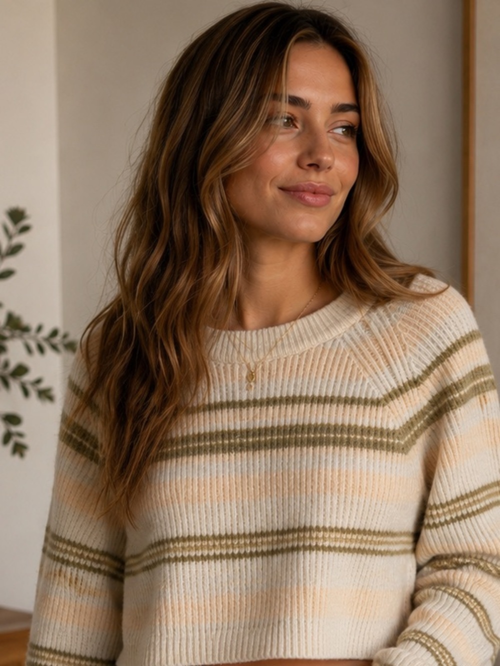 J.Crew 100% Cashmere Ribbed Crewneck Sweater Striped Pink Size Small Pastels